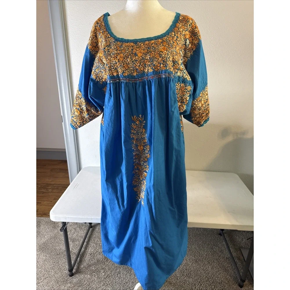 San Antonio Oaxaca Mexican Dress Hand Embroidered Silk Threads
